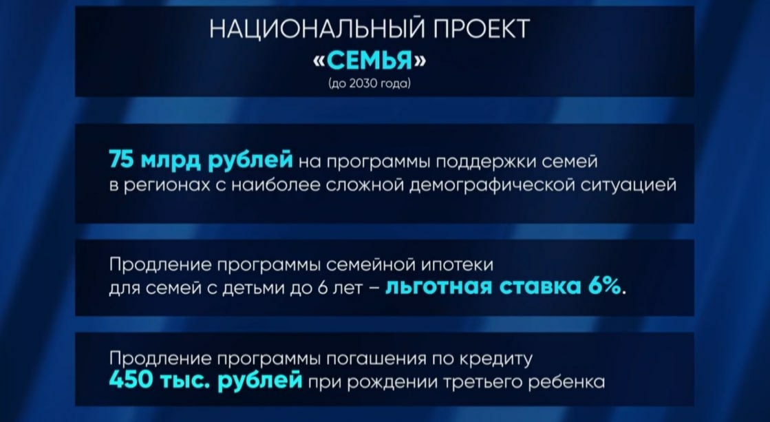 Владимир Путин поручил запустить национальный проект «Семья»
