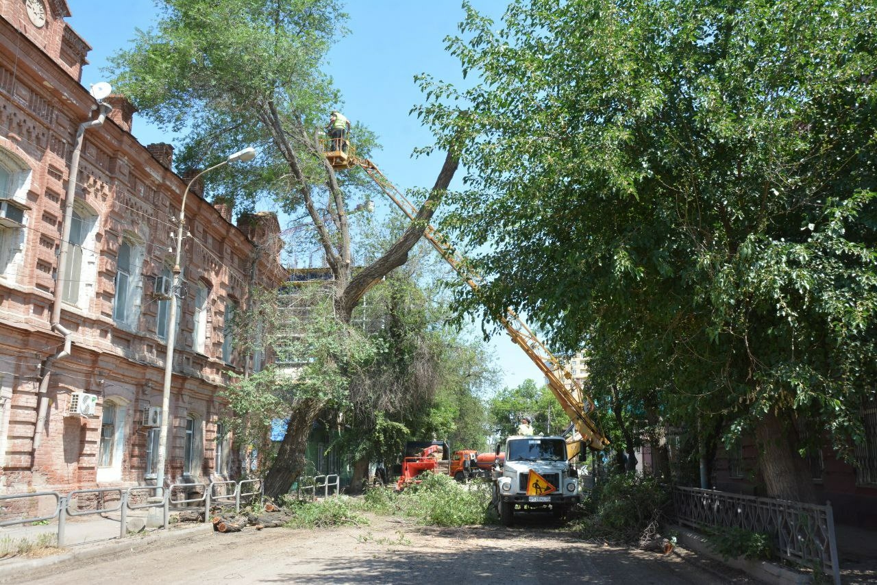 На подлежащих ремонту улицах Астрахани началась опиловка