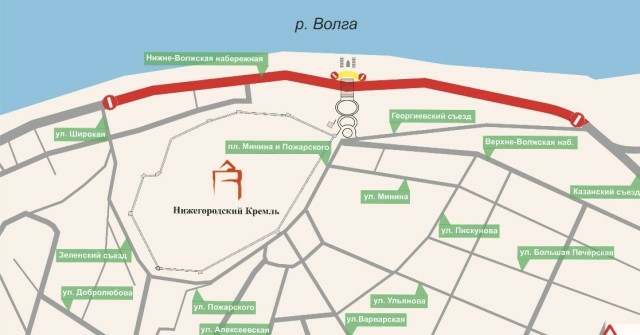 Движение по Нижне-Волжской набережной закроют в Нижнем Новгороде 22-23 марта