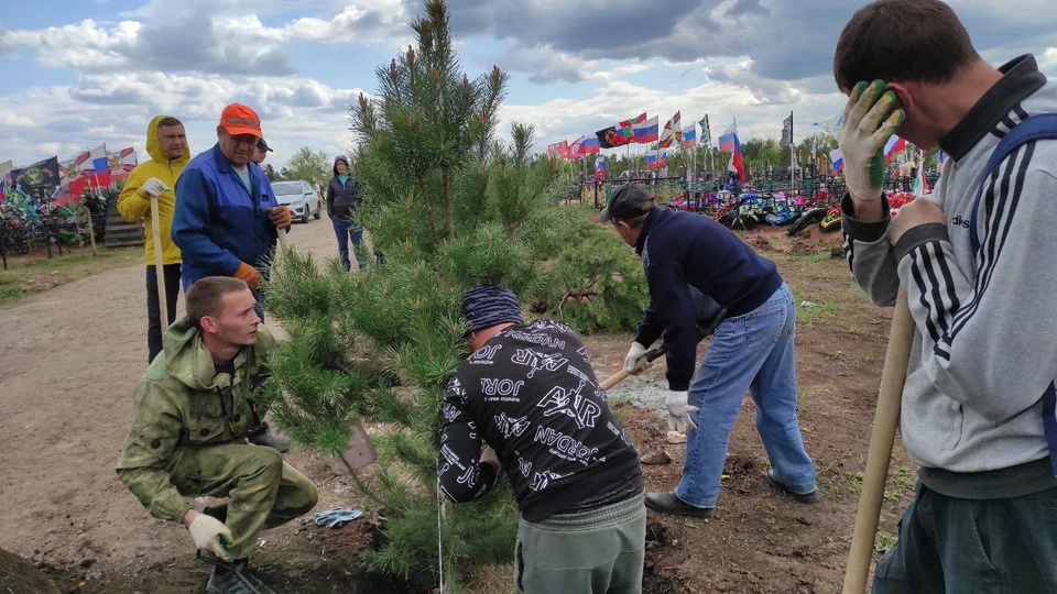 В память о павших бойцах на оренбургском кладбище высадили 50 сосен