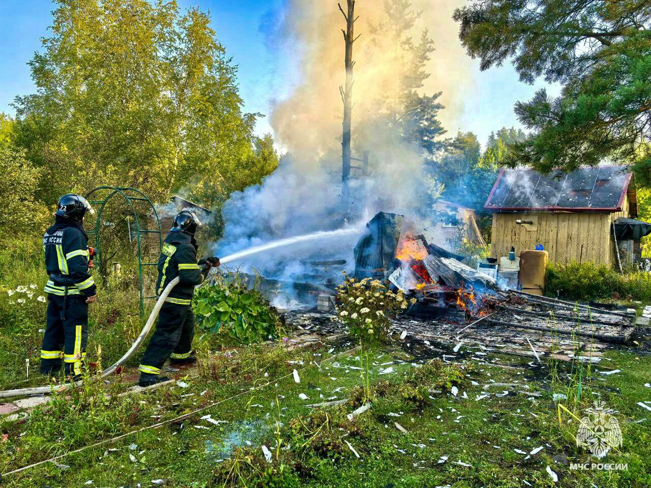 Пожарные не дали пламени перекинуться на постройки в СНТ под Тверью