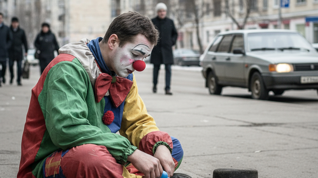 Мужчина два дня провел в костюме клоуна, питаясь конфетами