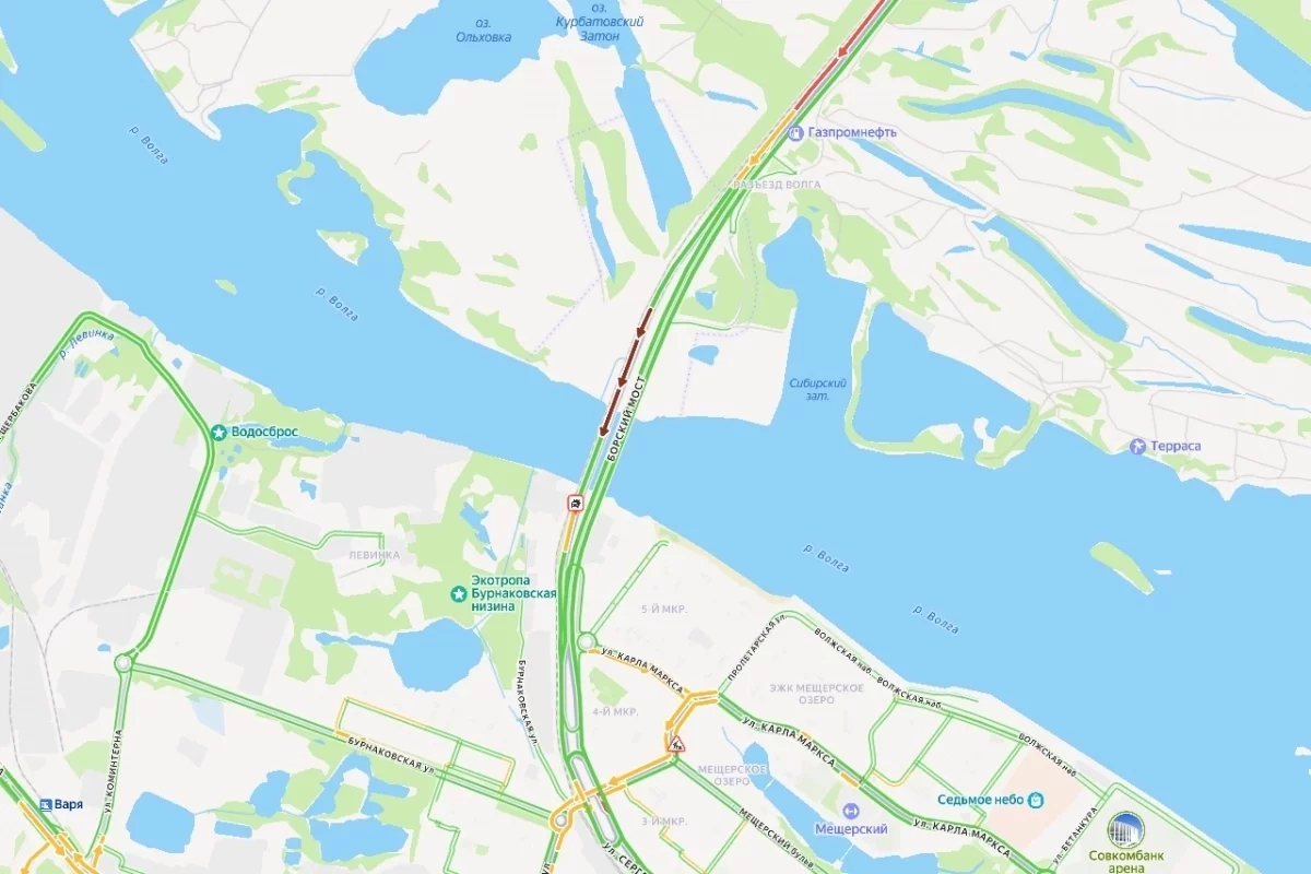 Утром в Нижнем Новгороде ДТП на Борском мосту спровоцировало крупные заторы