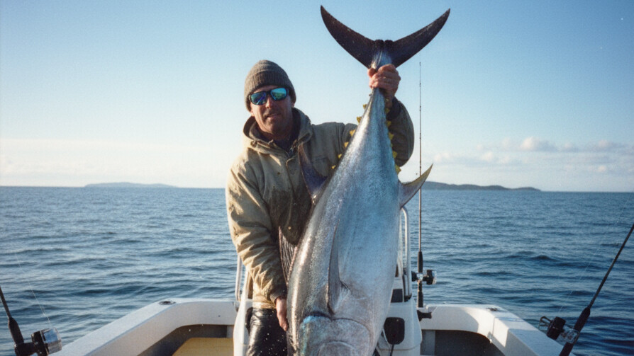 Рыболовы поймали гигантского атлантического тунца весом 210 кг