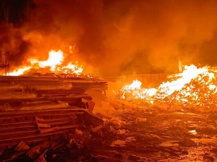 Спасатели ликвидировали крупный пожар на мусороперерабатывающей базе в Калининграде