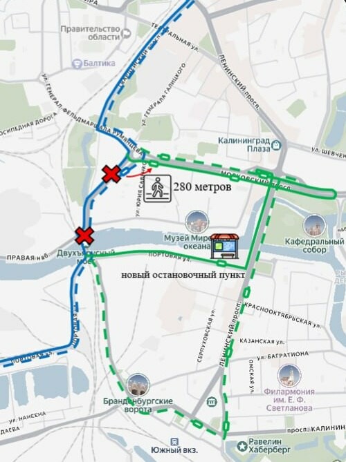 В Калининграде с 19 января автобус №4 не будет ходить через двухъярусный мост
