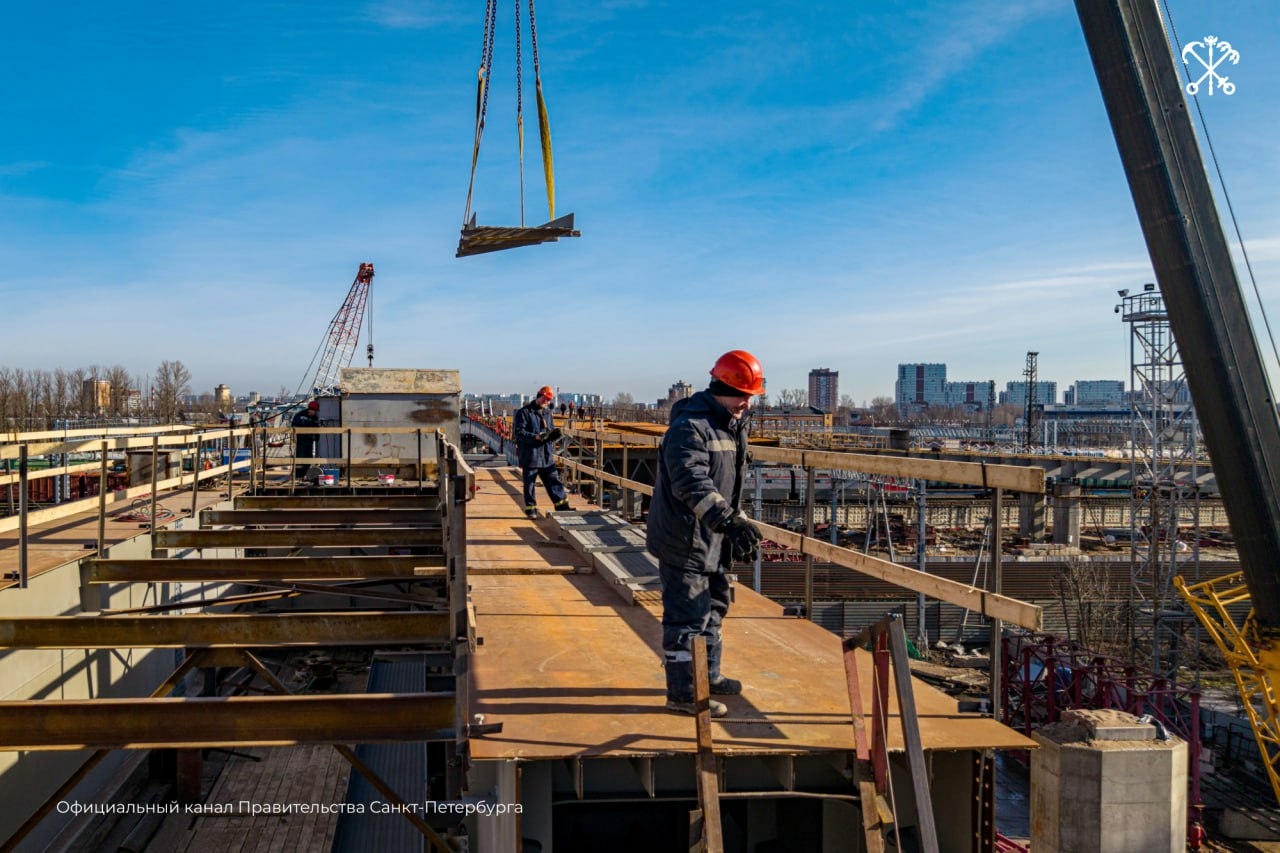 Строительная готовность Цимбалинского путепровода в Петербурге достигла 55%