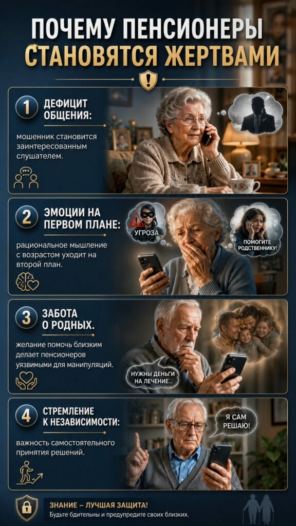 Инфографика: почему именно пенсиоенры становятся частой жертвой мошенников